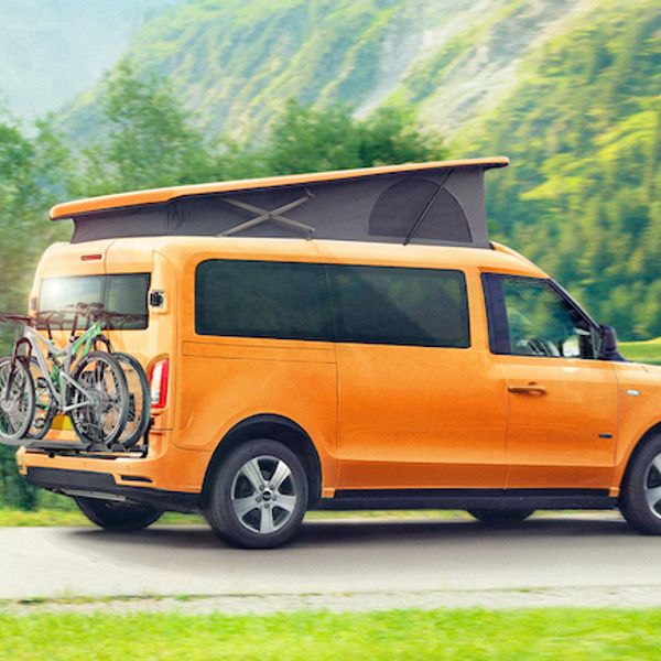 Artist impression of a LEVC e-Camper in orange